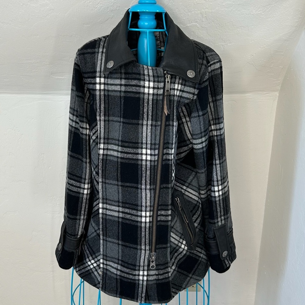 Harley Davidson Katarina Wool Blend Plaid Coat